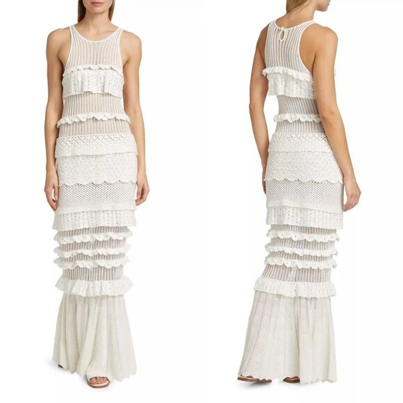 STAUD Dresses & Skirts - NWT Staud Sorrento Cotton-Blend Ruffle Maxi Dress Size M $995